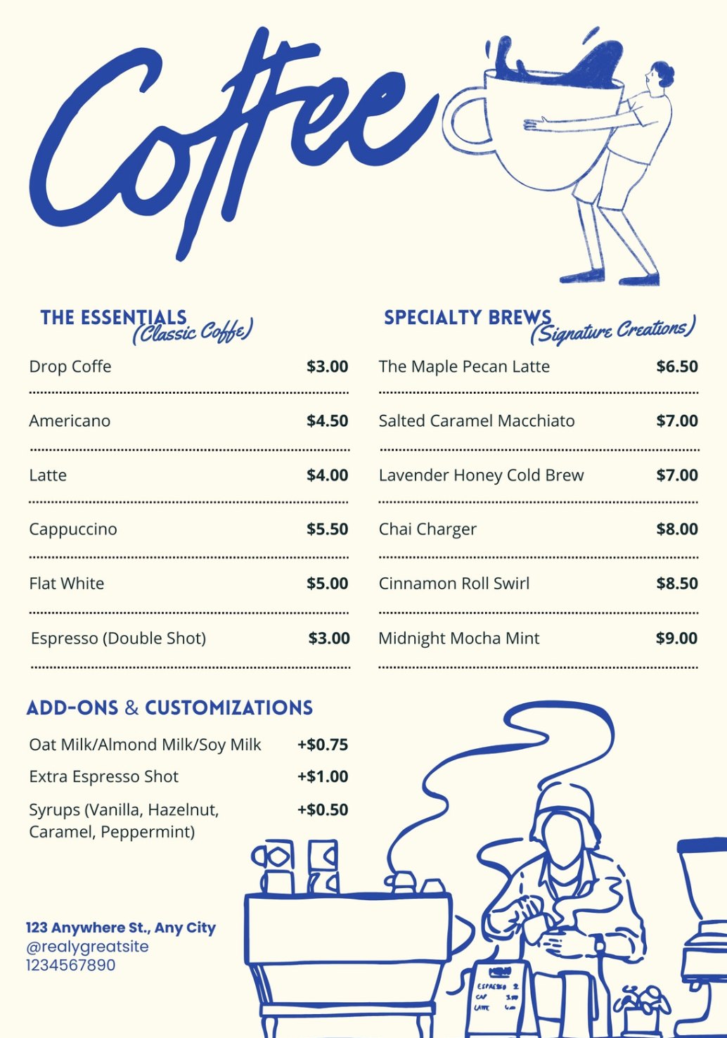Coffee menu design